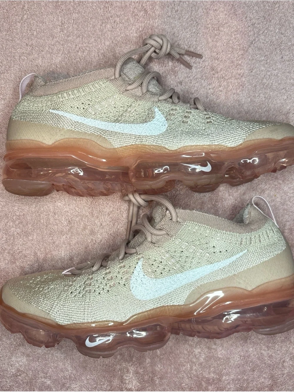 Nike Air VaporMax 2023 FlyKnit Women's Oatmeal Pink Oxford DV6840-101 Size 8.5